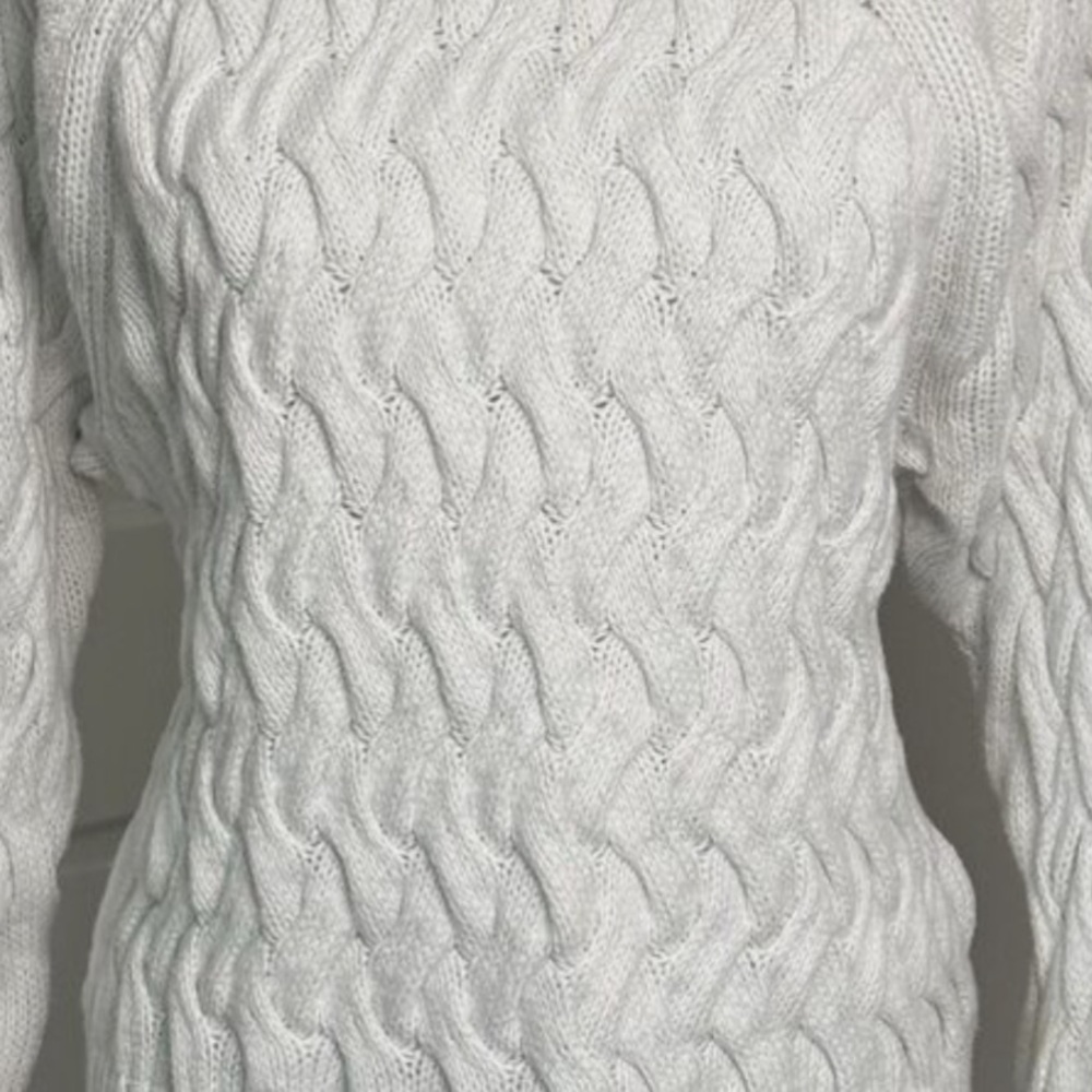 GAP Cable‎ Knit Fisherman's Sweater Women's White Crew Neck Cotton Size XS - Picture 3 of 11
